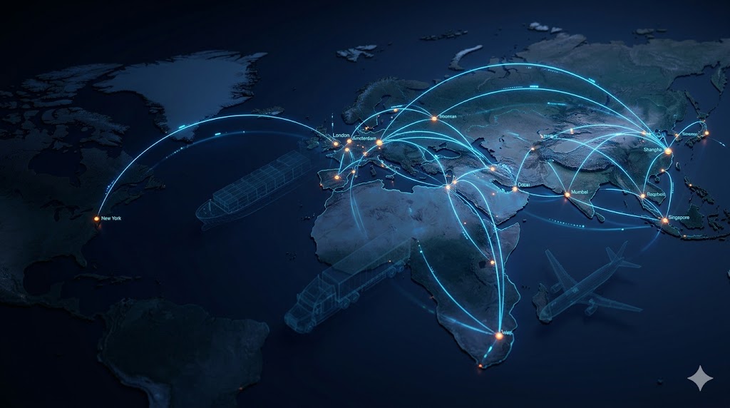 Global freight network coverage map